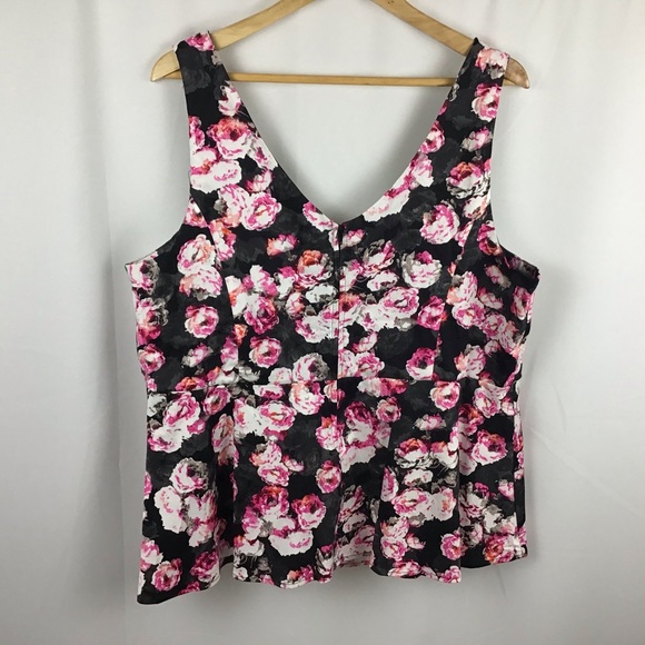 Torrid Rose Print Peplum Top - Picture 2 of 6